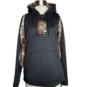 Huntsworth NWT Oak Tree 1/4 Zip Hooded Pullover Camouflage Sweatshirt Sz…